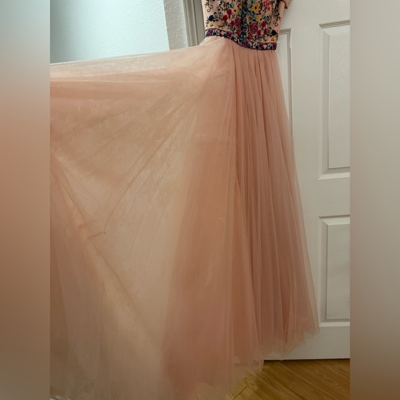 Sherri Hill Floral Embellished Peach Gown Prom Dress Size 00 - Picture 6 of 10